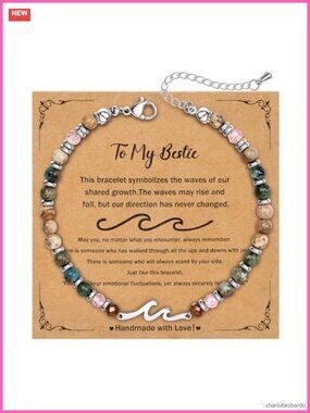 Natural Stone Wave Bracelet Stainless Steel Stretch Stacking Jewelry Gift for